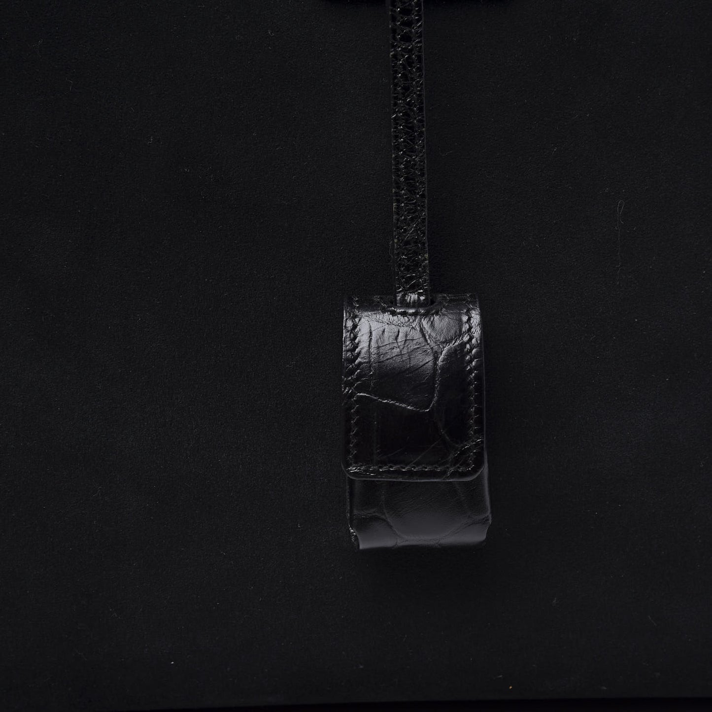 Suede Crocodile Embossed Small Sac De Jour Black