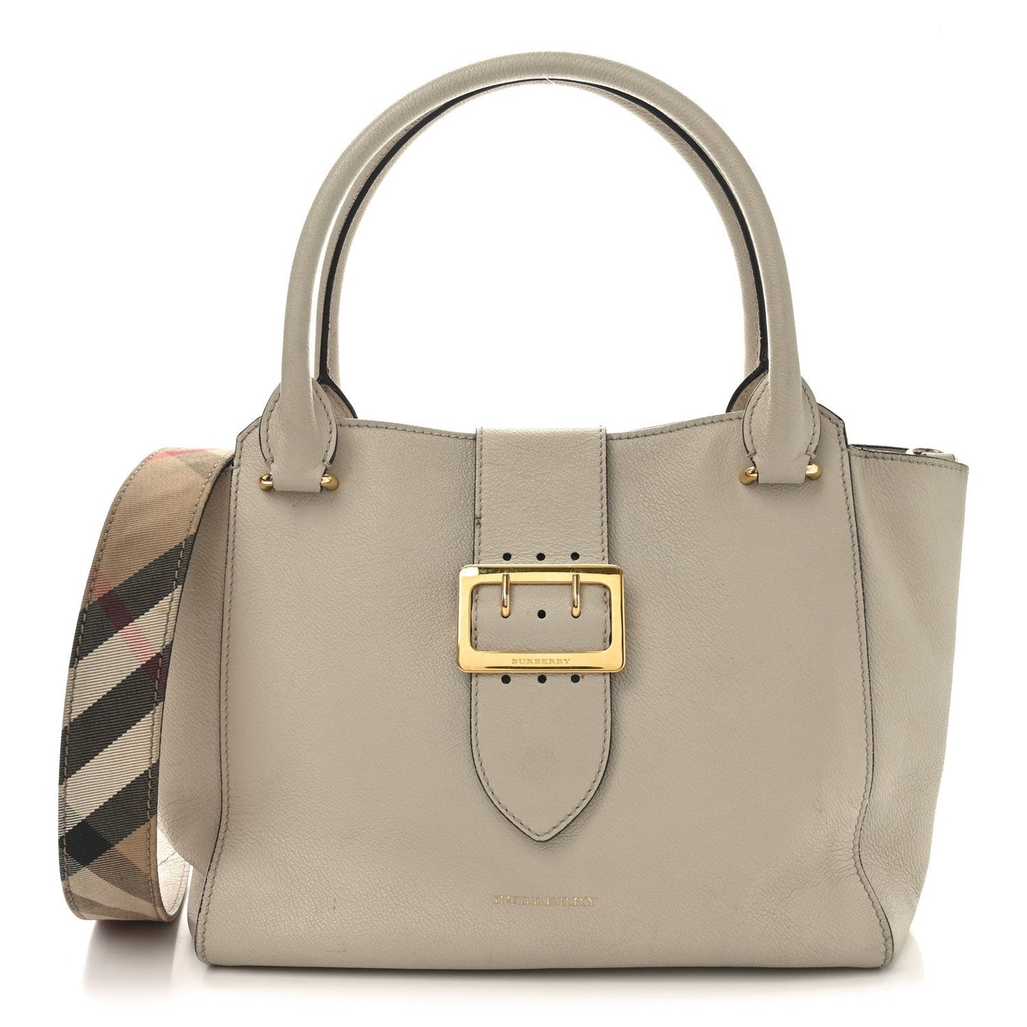 Soft Grain Calfskin Medium Buckle Tote Limestone
