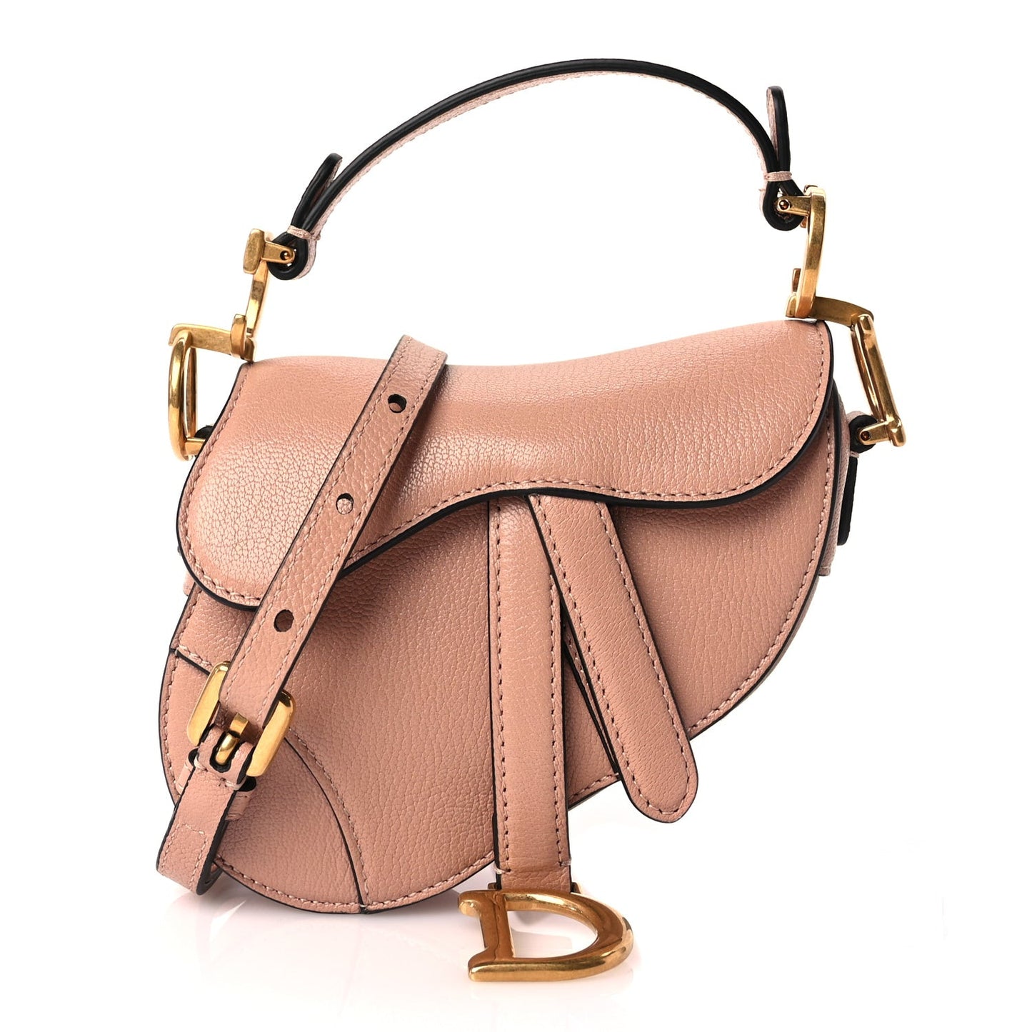 Goatskin Micro Saddle Bag With Strap Rose Des Vents