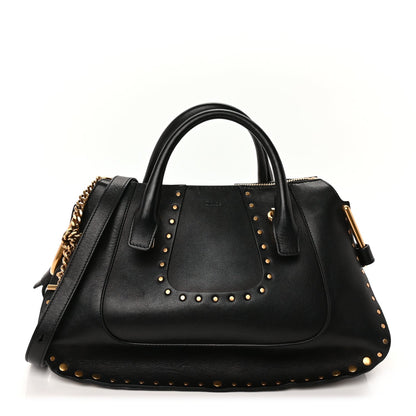 Chloe Calfskin Studded Hayley Double Carry Satchel  Black 1 of 8