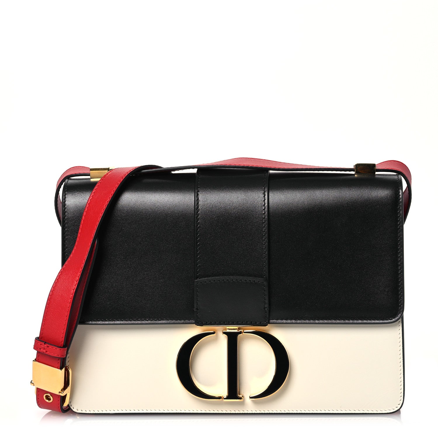 Christian Dior Box Calfskin Tri-Color 30 Montaigne Flap Bag Navy Blue White Red 1 of 17
