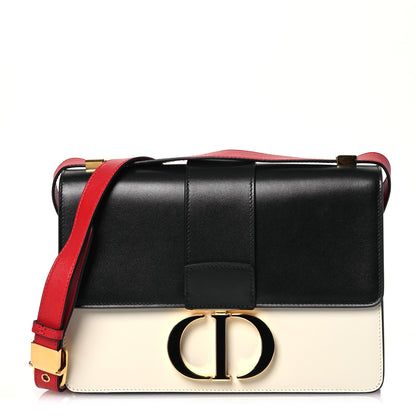 Christian Dior Box Calfskin Tri-Color 30 Montaigne Flap Bag Navy Blue White Red 1 of 17