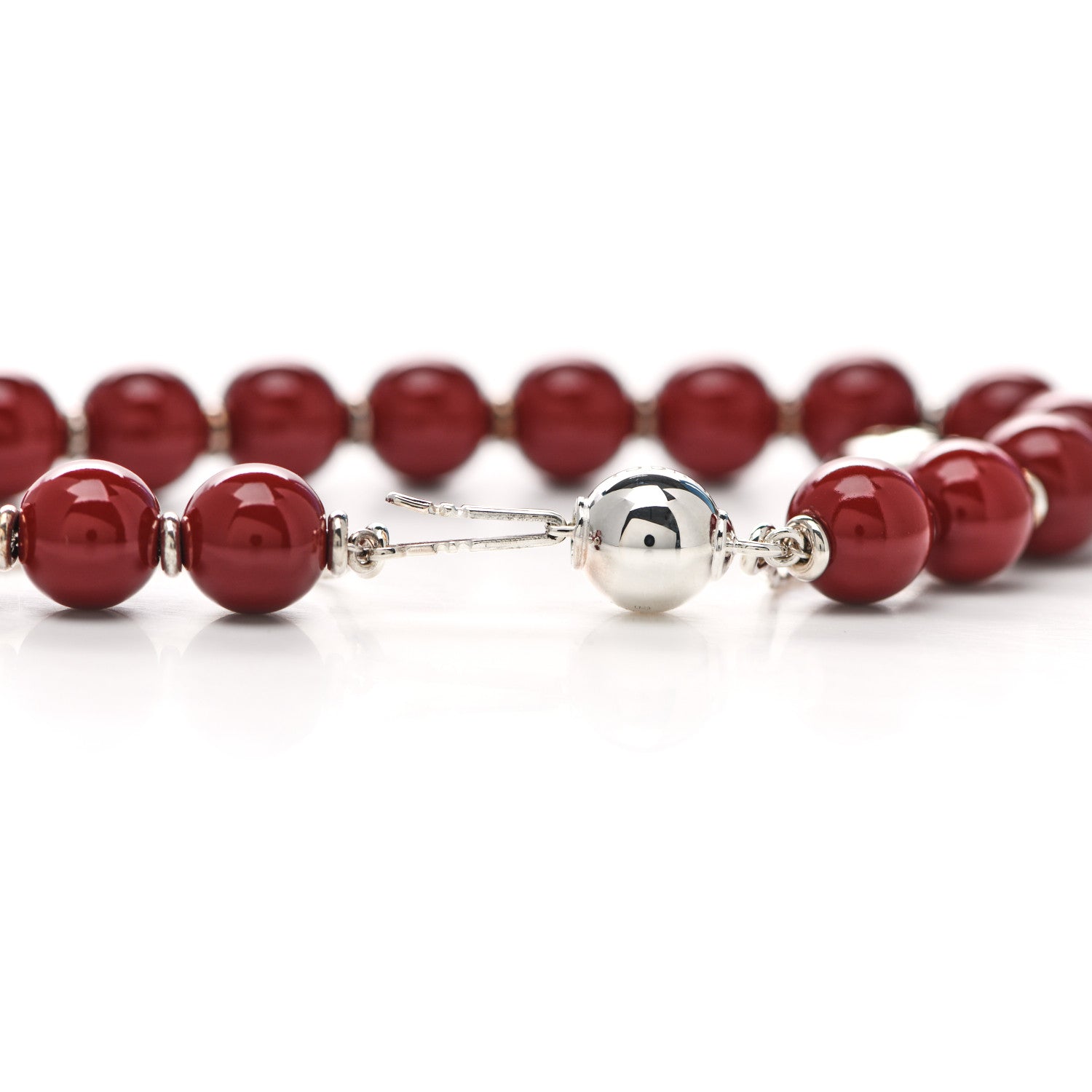 Gucci Sterling Silver Wood Boule Britt Bracelet Red 4 of 5