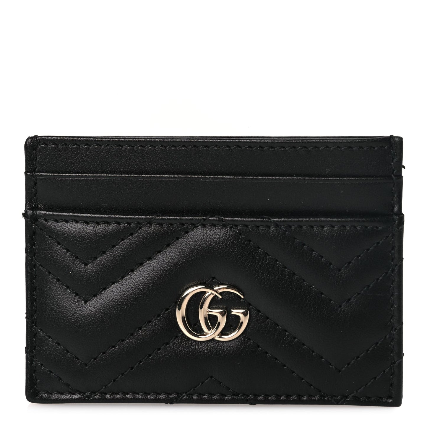 Calfskin Matelasse GG Marmont Card Holder Black