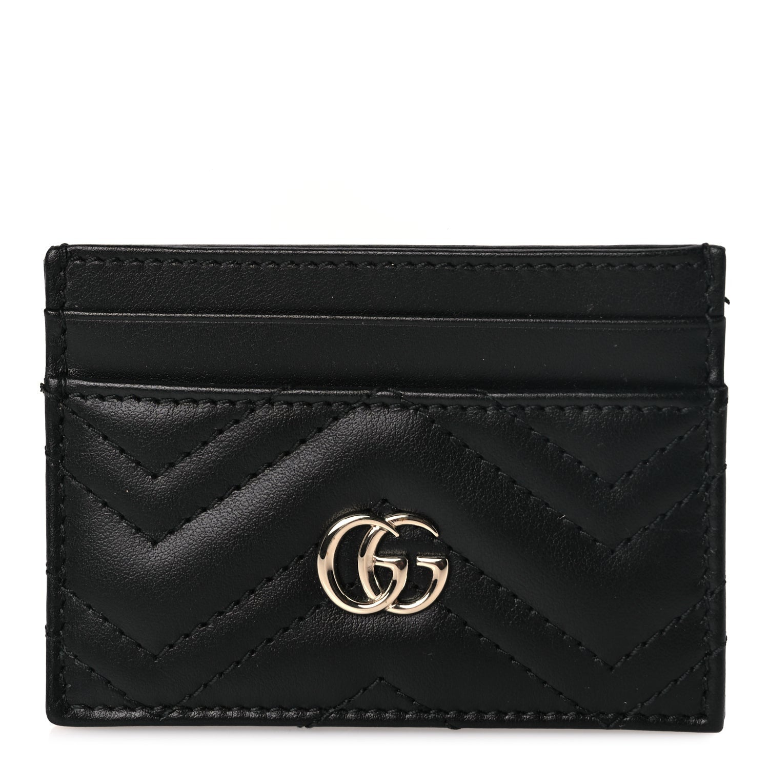 Gucci Calfskin Matelasse GG Marmont Card Holder Black 1 of 7