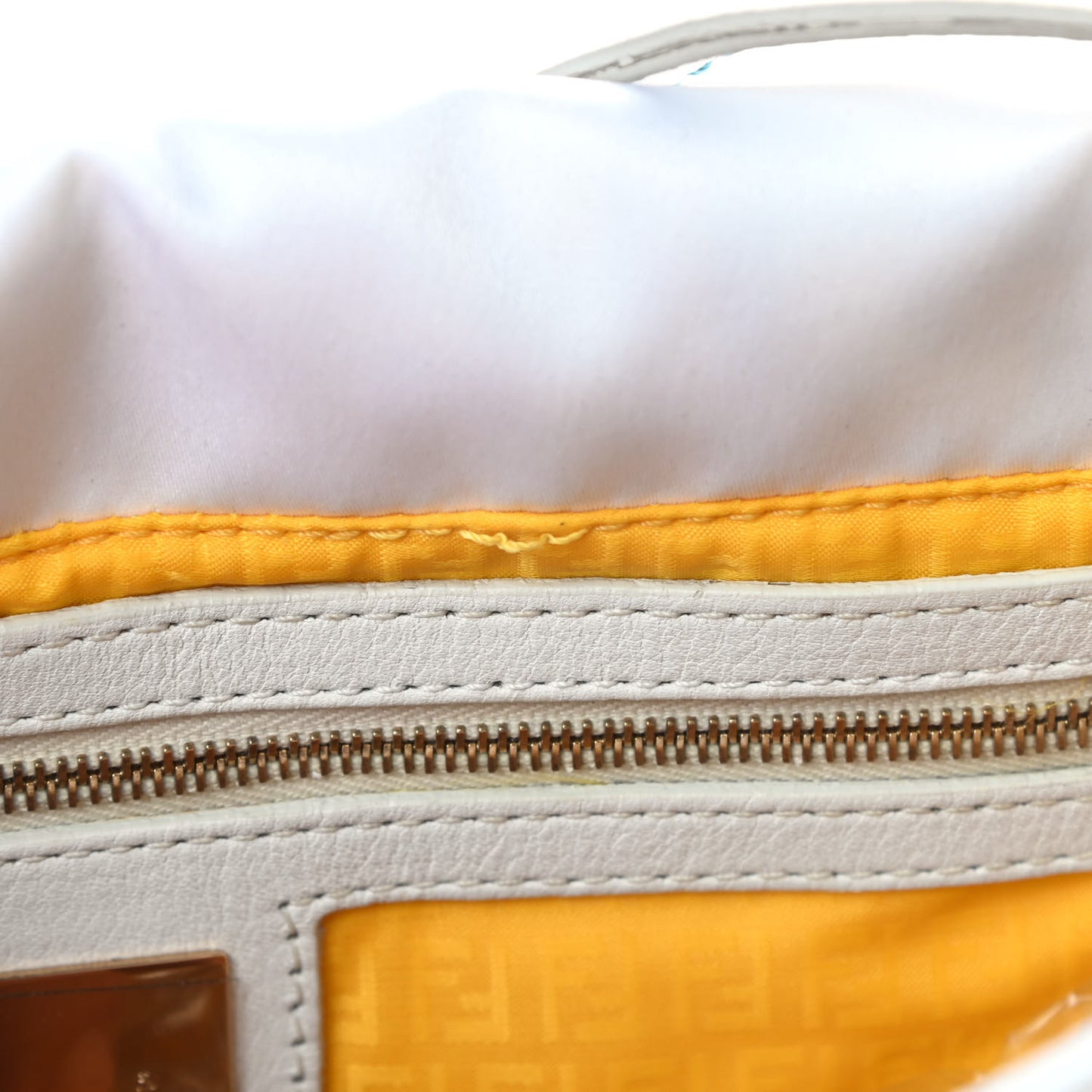 Nylon FF Multicolor Embroidered Baguette Multicolor White