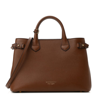 Burberry Grainy Calfskin House Check Medium Banner Tote Tan 1 of 11