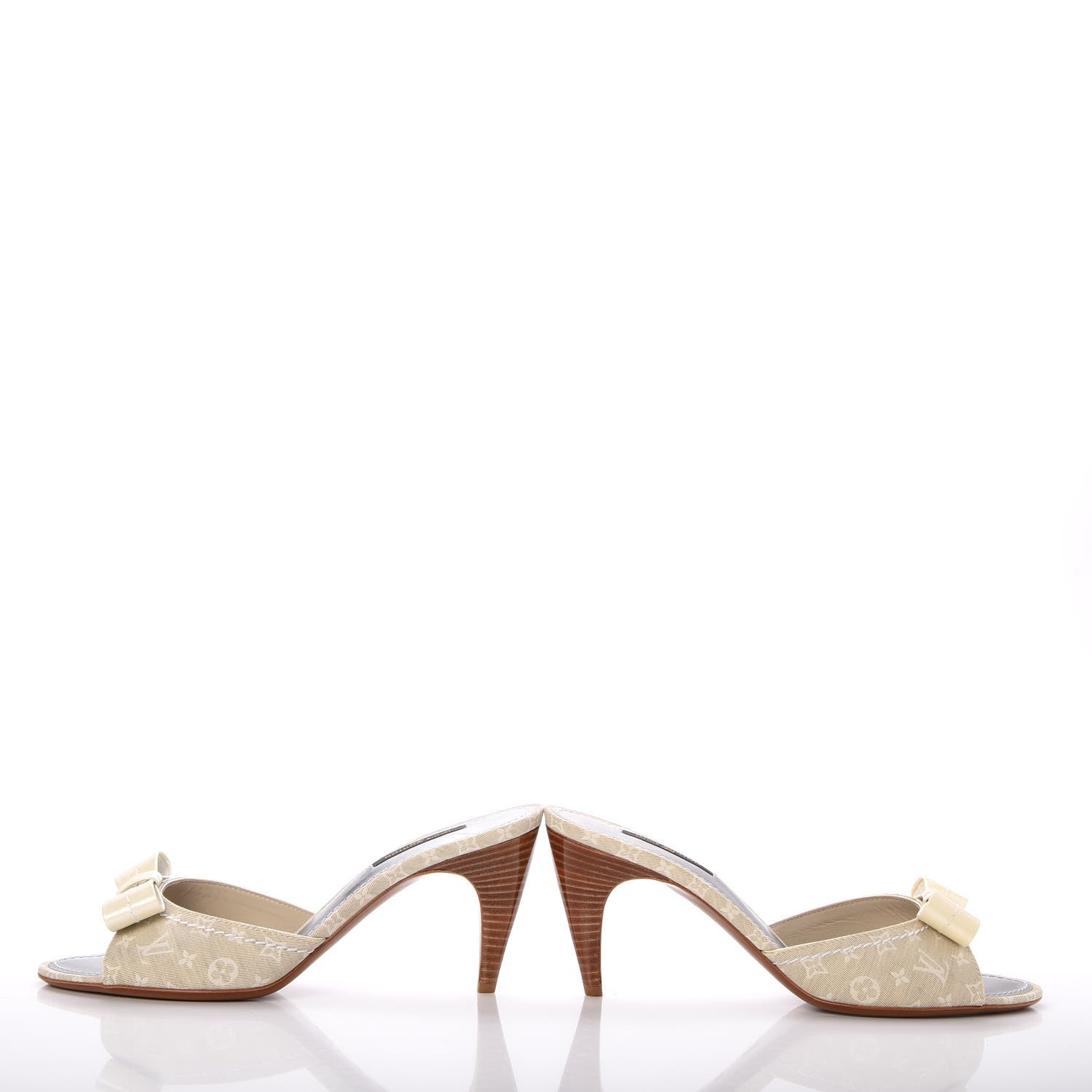 Louis Vuitton Mini Lin Bow Mules 37.5 Dune 5 of 13