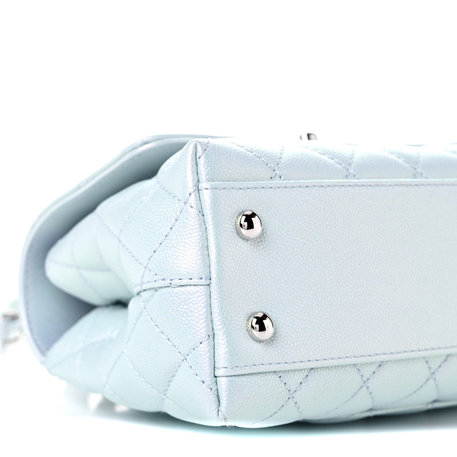 Chanel Iridescent Caviar Quilted Mini Coco Handle Flap Light Blue 8 of 10