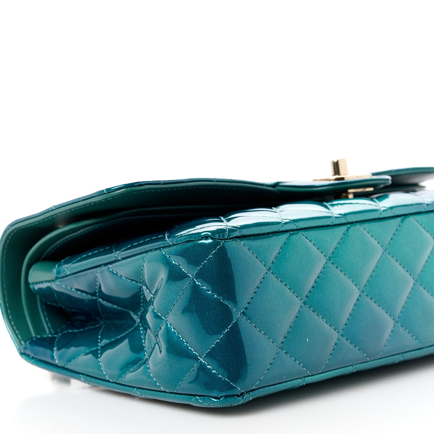 Chanel Shaded Patent Calfskin Quilted Medium Double Flap Green Blue 9 of 11