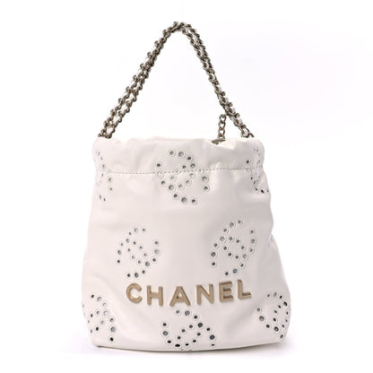 Chanel Shiny Calfskin Eyelet Mini  22  White 1 of 8
