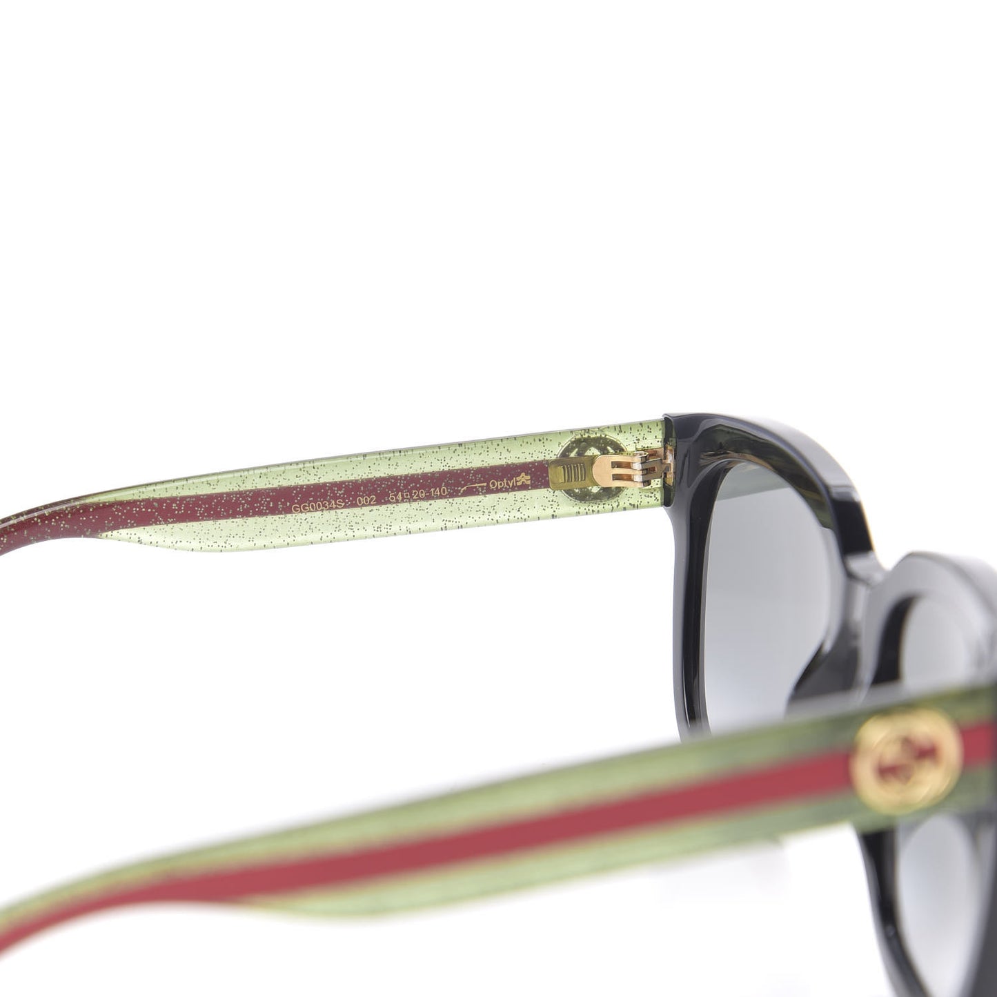 Square Frame Glitter Sunglasses GG0034S Black Green