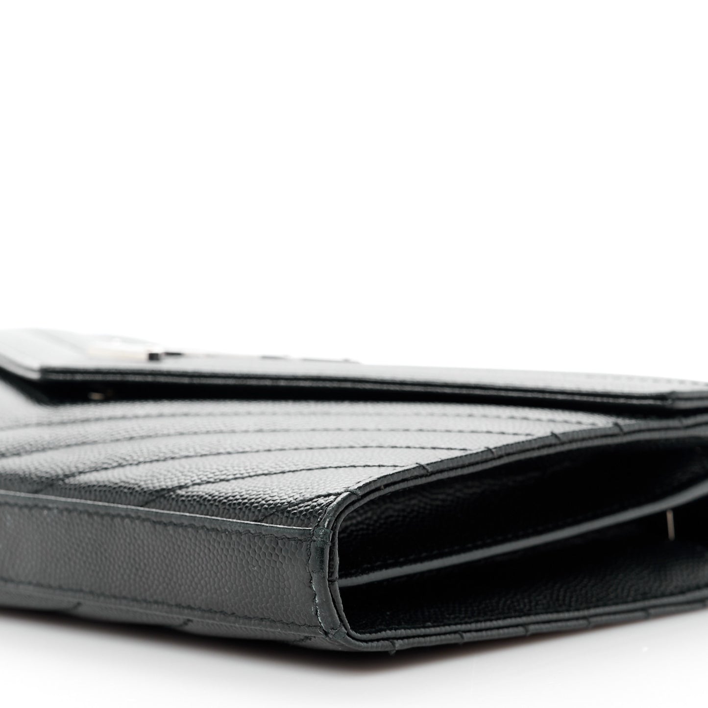 Grain De Poudre Matelasse Chevron Monogram Chain Wallet Black