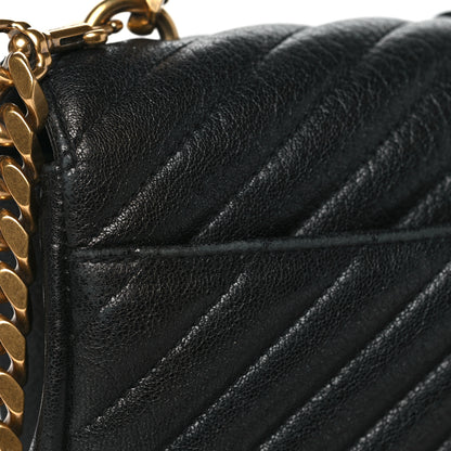 Saint Laurent Sheepskin Matelasse Chevron Monogram Medium College Bag Black 11 of 11