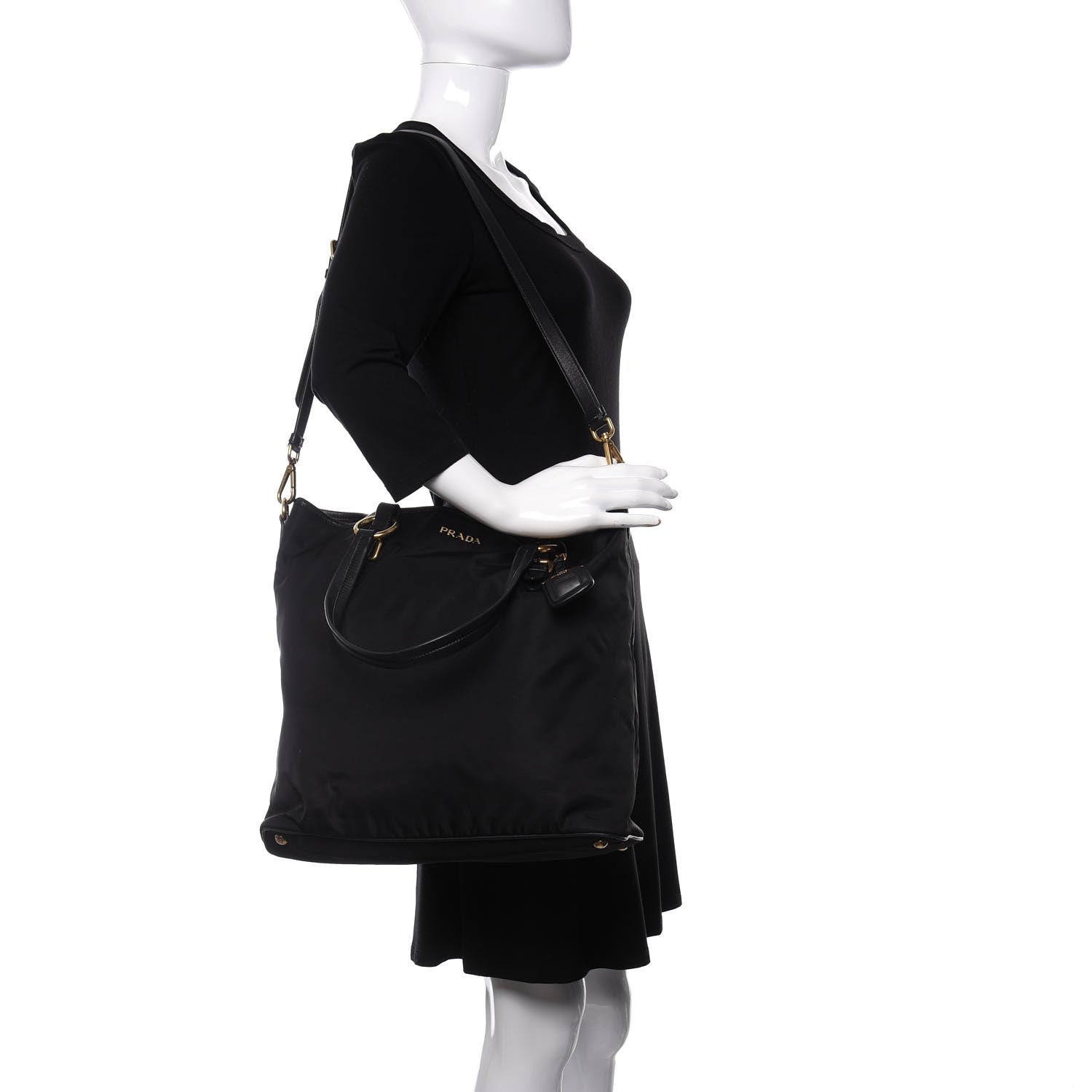 Prada Tessuto Nylon Soft Calf Tote Black 2 of 10