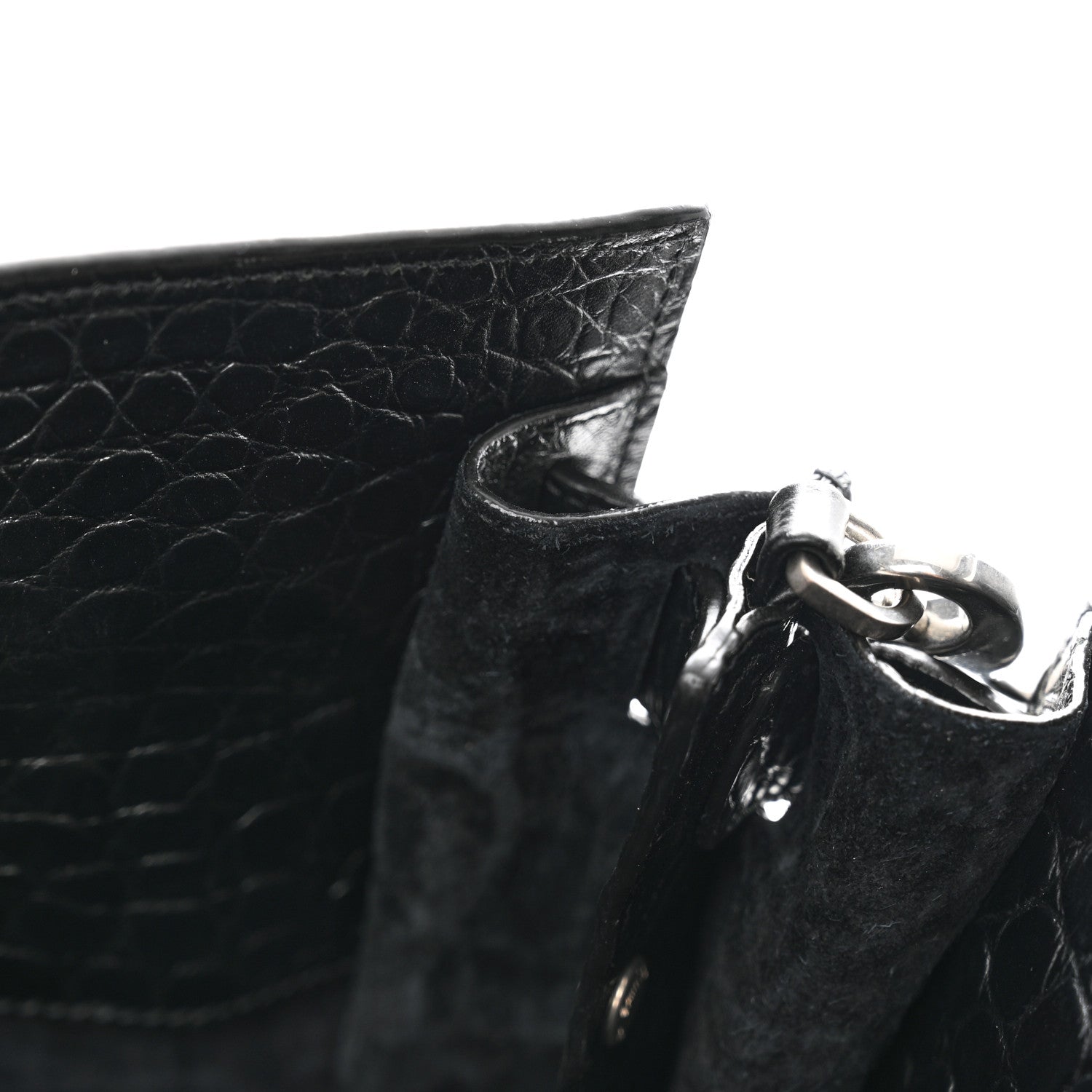 Saint Laurent SAINT LAURENT Calfskin Crocodile Embossed Large Thin Sac De Jour Black 17 of 17