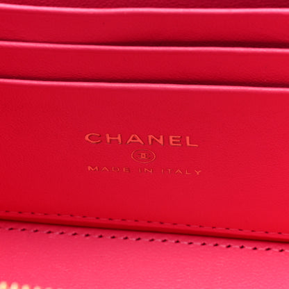 Chanel Lambskin Enamel Quilted Small Coco Hearts Vanity Case With Chain Pink 6 of 10