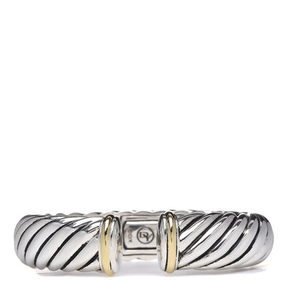 David Yurman Sterling Silver 18K Yellow Gold 15mm Sculpted Cable Cuff Bracelet 1 of 5