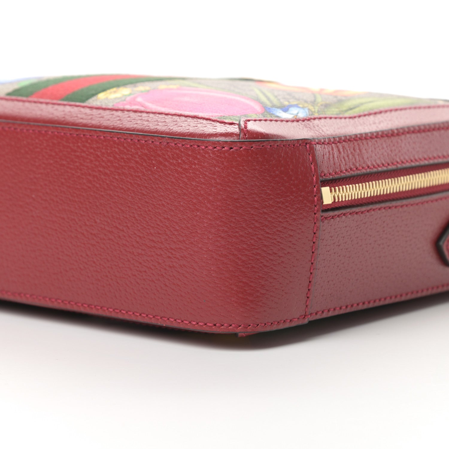 Gucci GG Supreme Monogram Flora Web Small Ophidia Top Handle Shoulder Bag Hibiscus Red 10 of 10