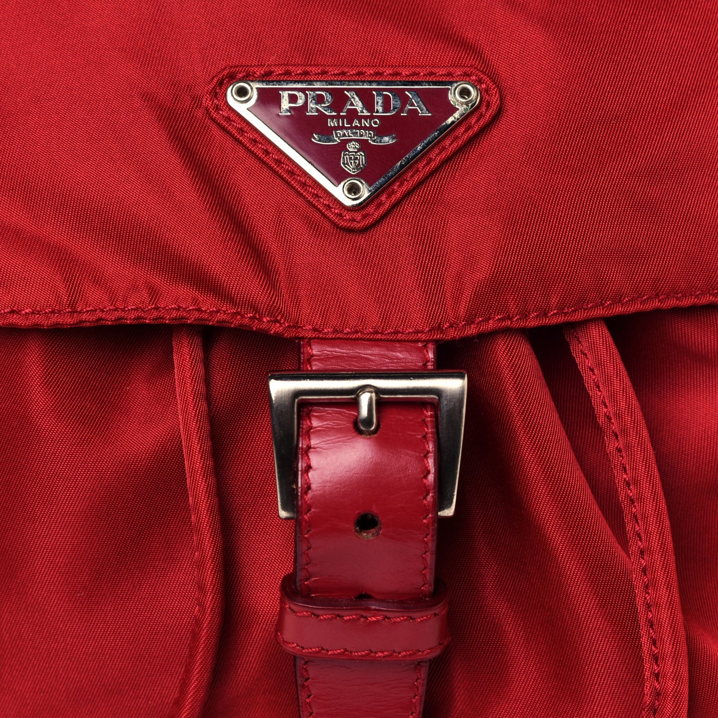 Nylon Vela Single Buckle Backpack Rosso