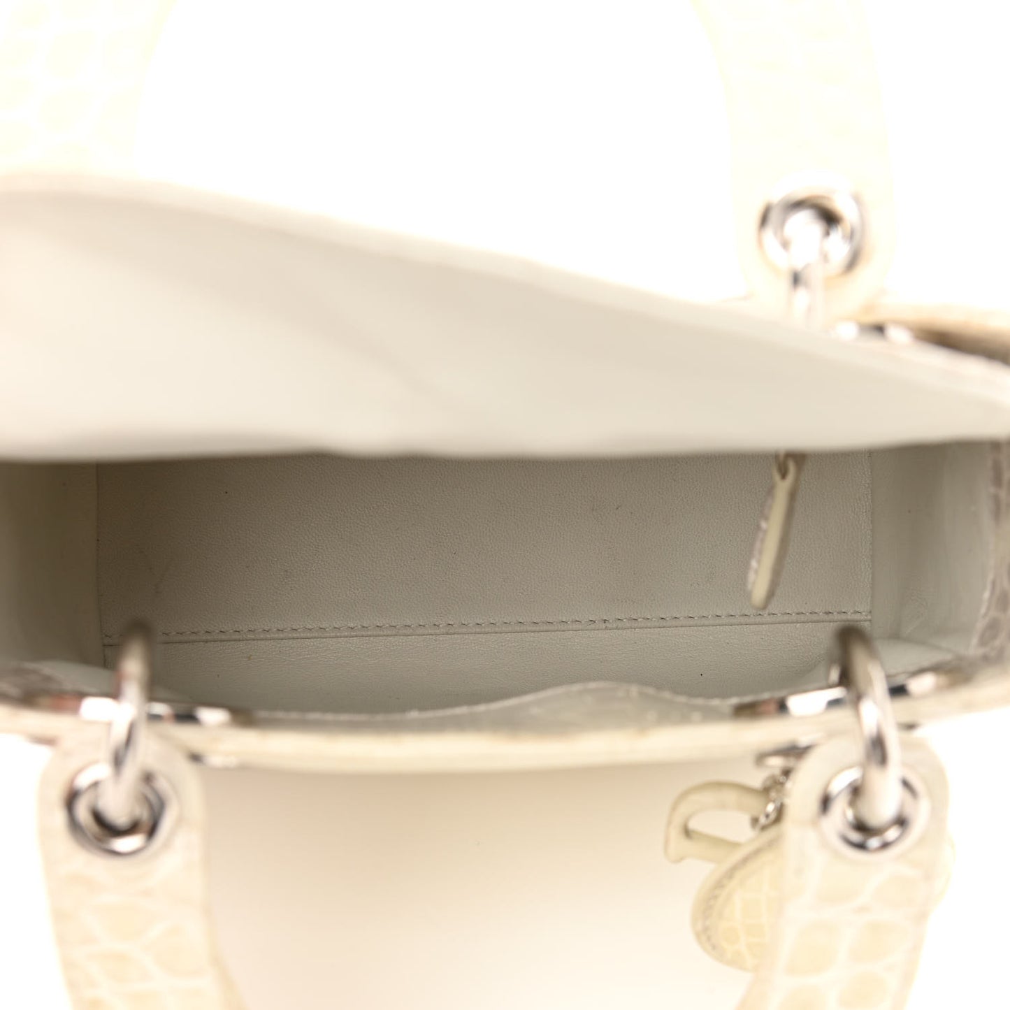 Alligator Mini Lady Dior Off White