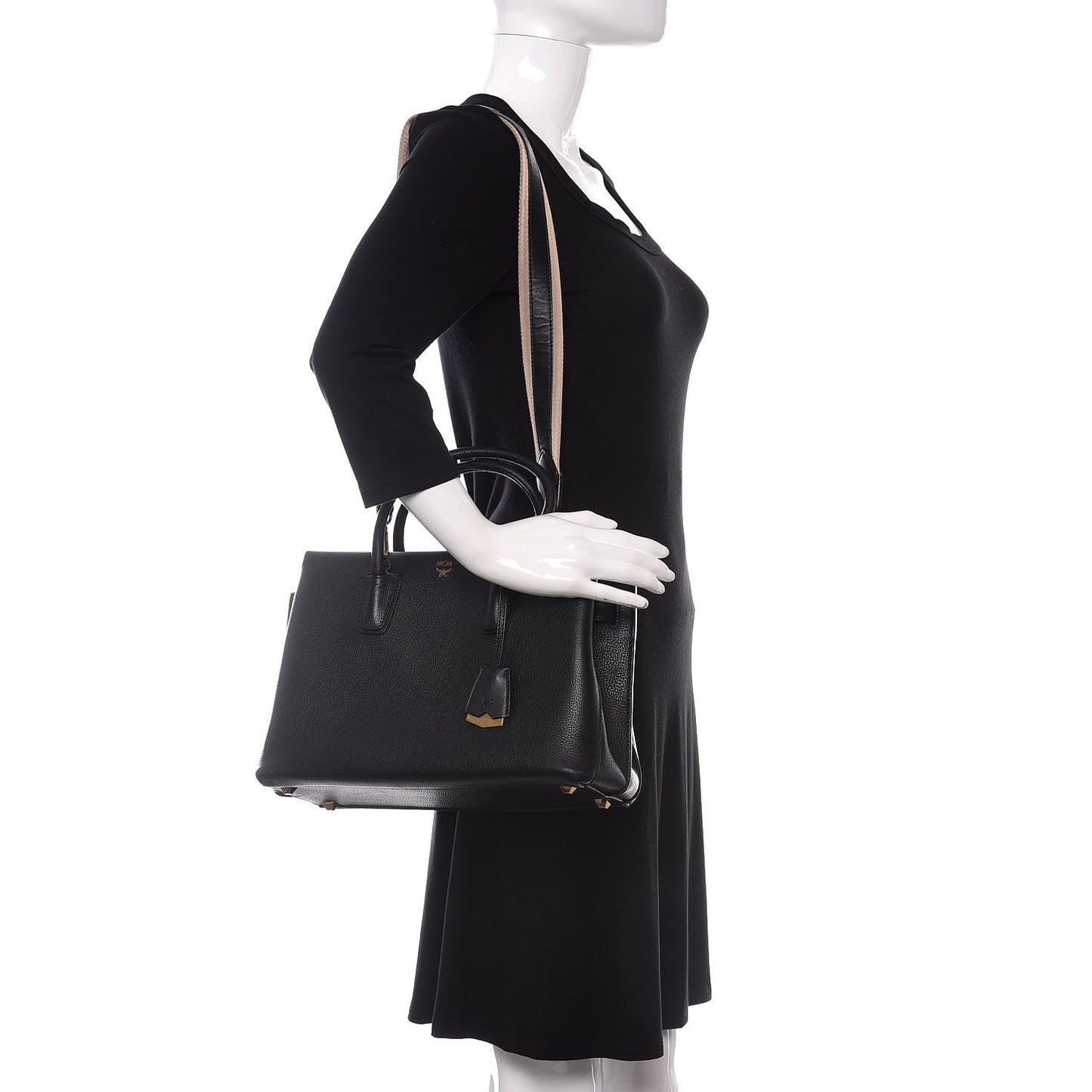 Grained Calfskin Medium Milla Tote Black