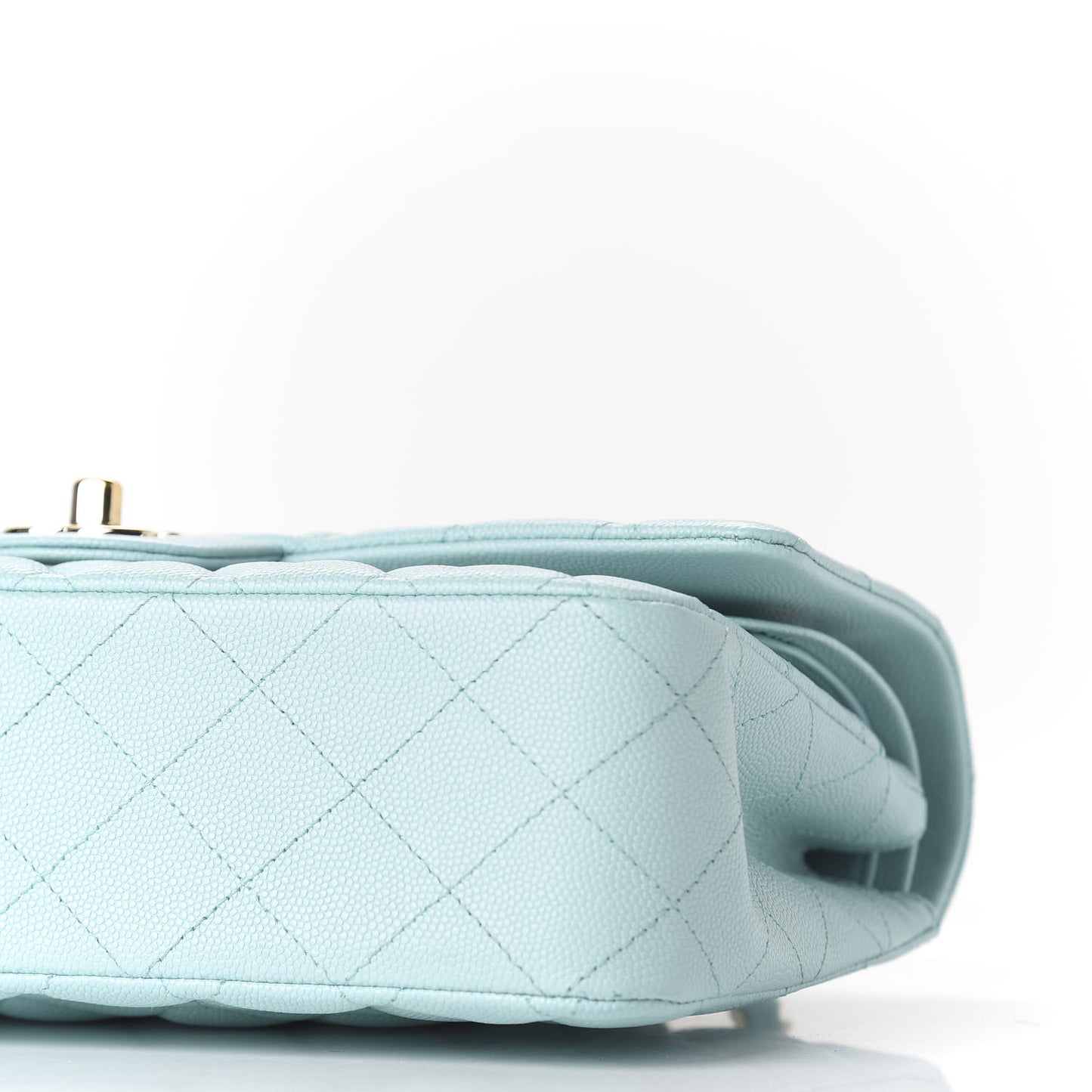 Caviar Quilted Medium Double Flap Light Blue