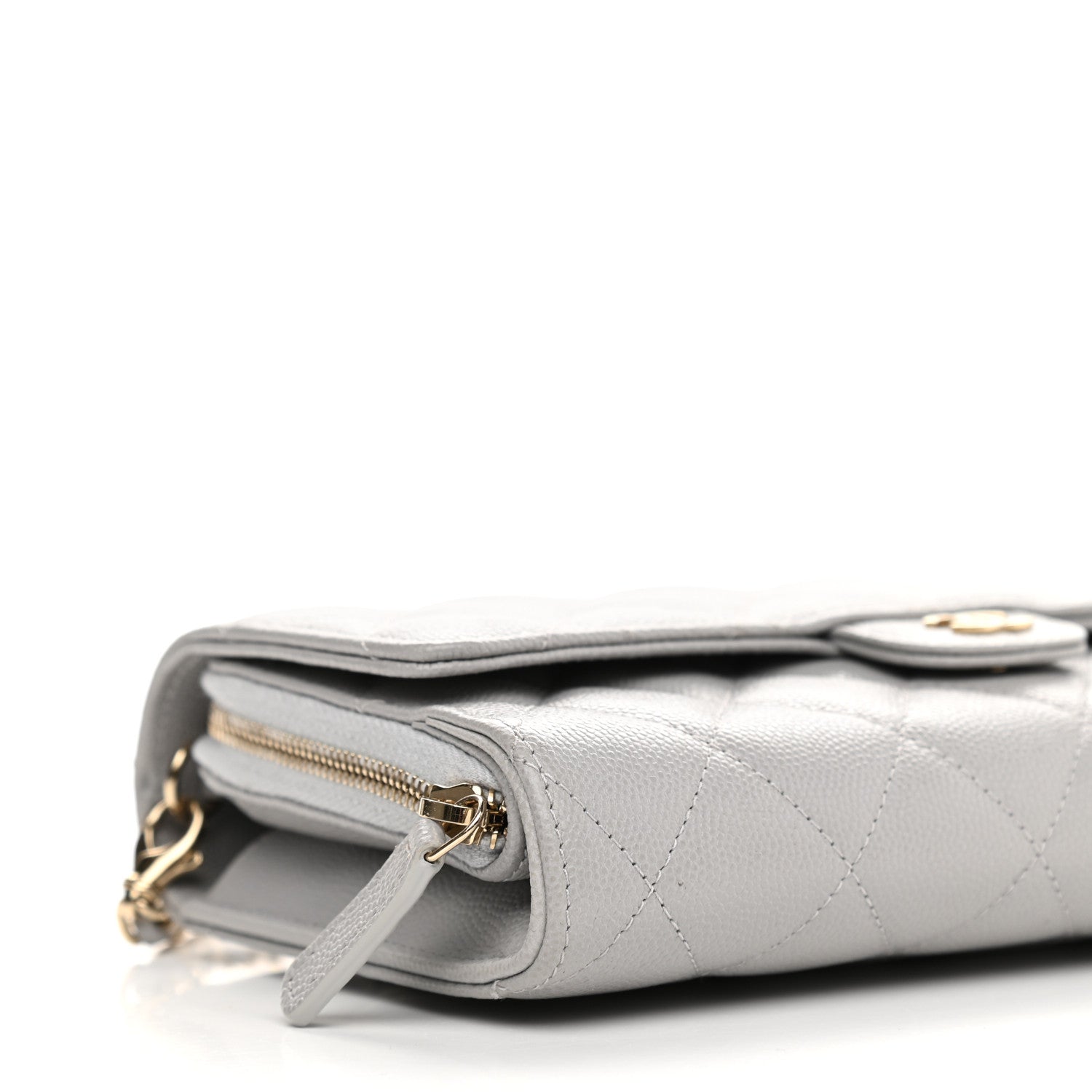 Chanel Caviar Quilted Phone Holder Wallet on Removable Chain Grey 9 of 12