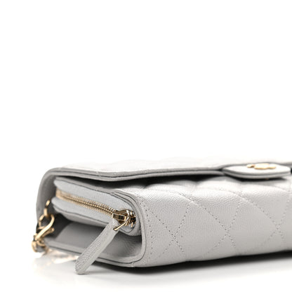 Chanel Caviar Quilted Phone Holder Wallet on Removable Chain Grey 9 of 12