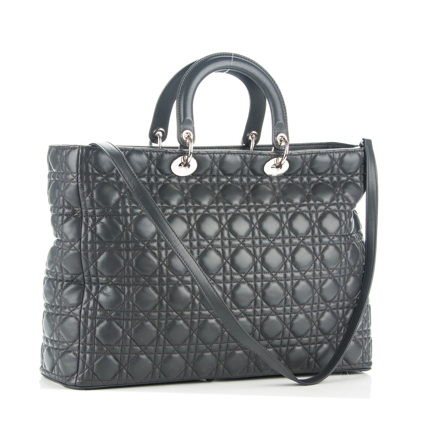 Lambskin Cannage Large Lady Dior Grey