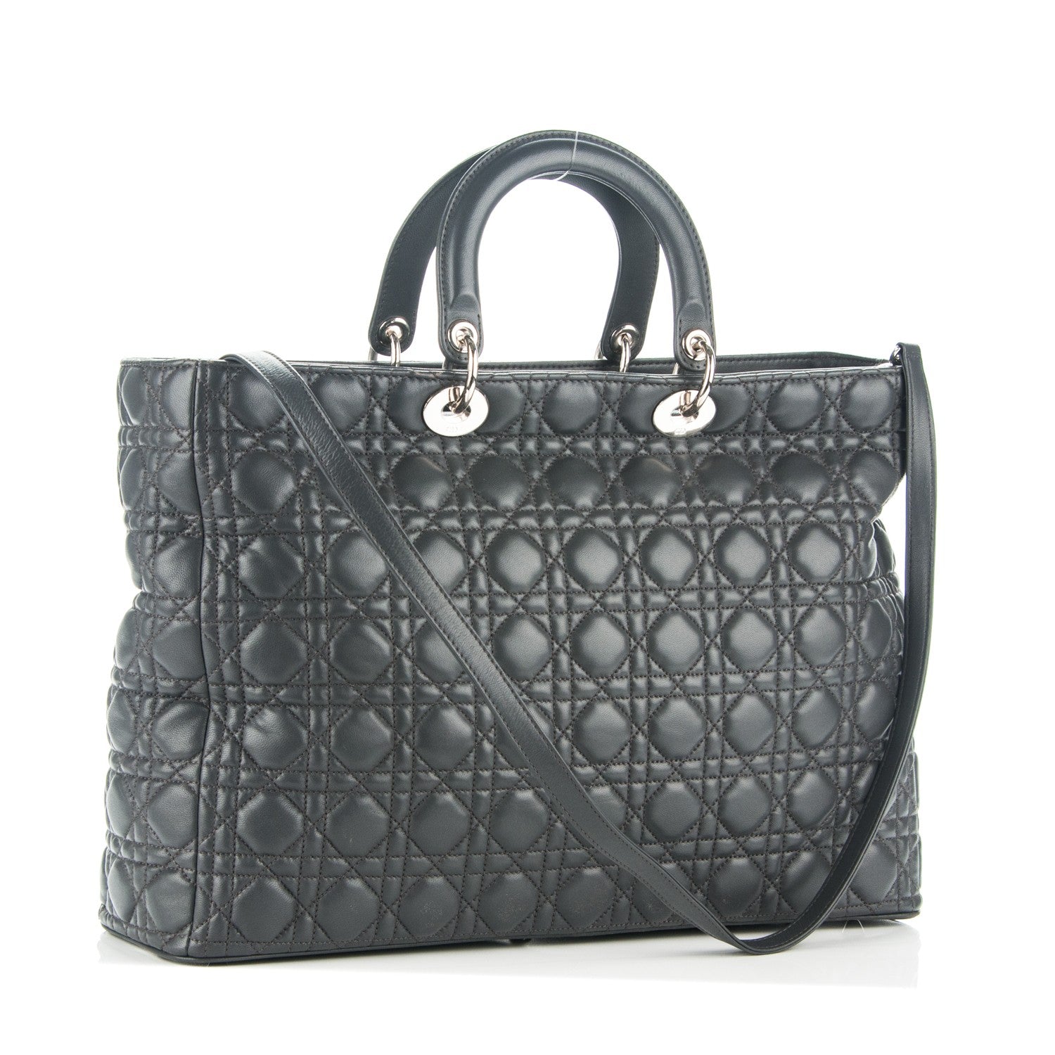 Christian Dior Lambskin Cannage Large Lady Dior Grey 3 of 11