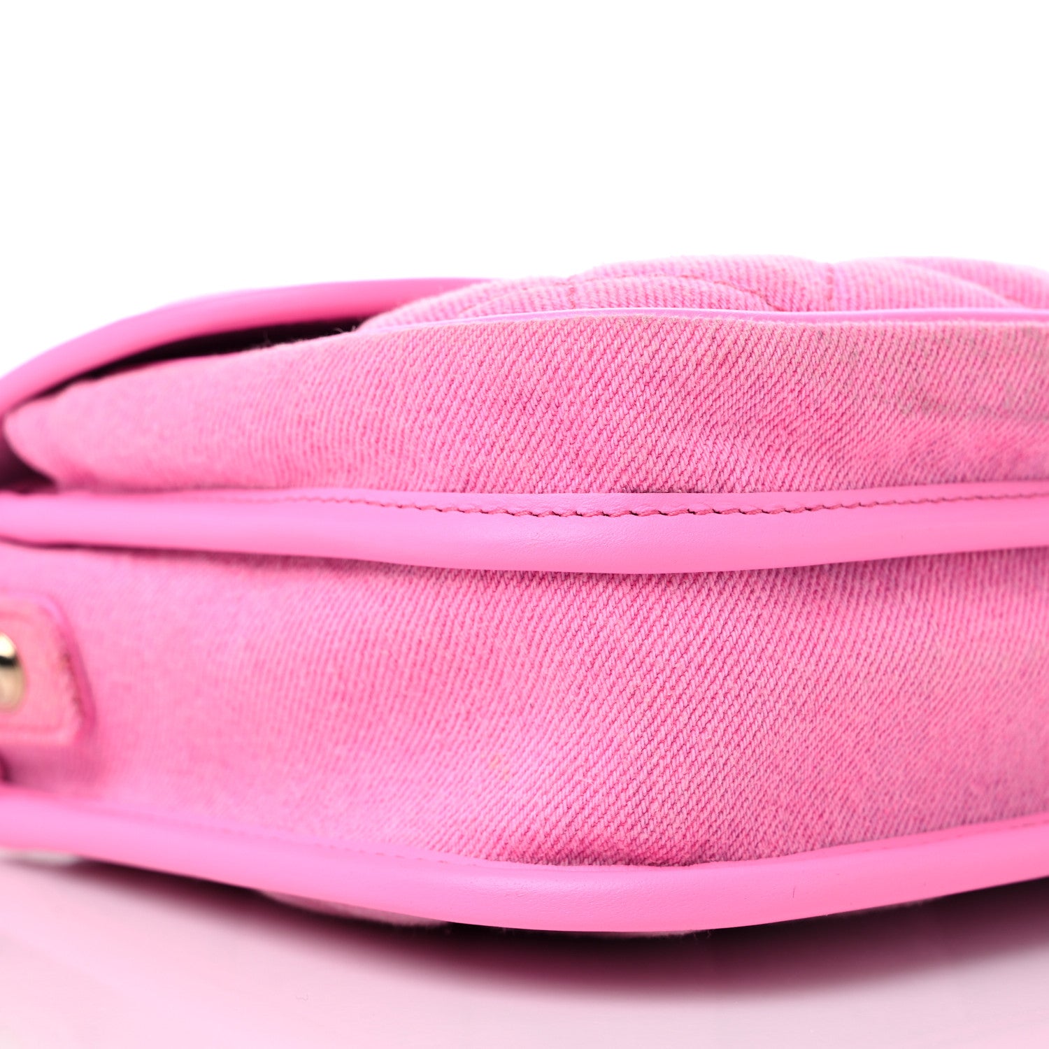 Chanel Denim Quilted Small Messenger Flap Neon Pink 8 of 11