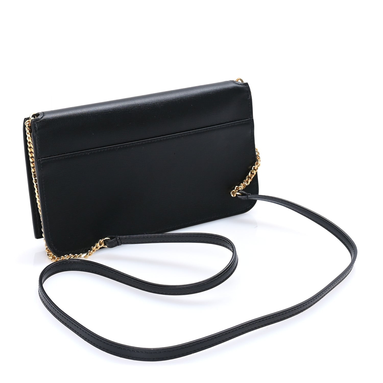 Saint Laurent Calfskin Monogram Cassandre Phone Holder With Strap Black 2 of 8