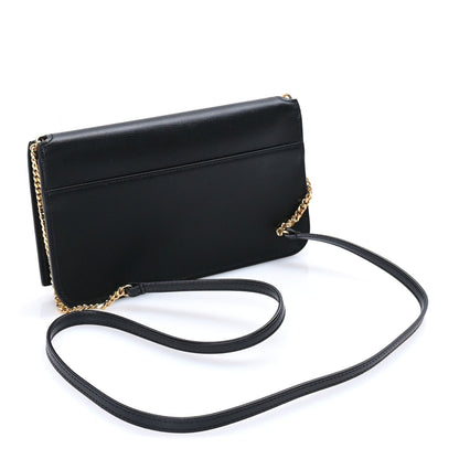 Saint Laurent Calfskin Monogram Cassandre Phone Holder With Strap Black 2 of 8