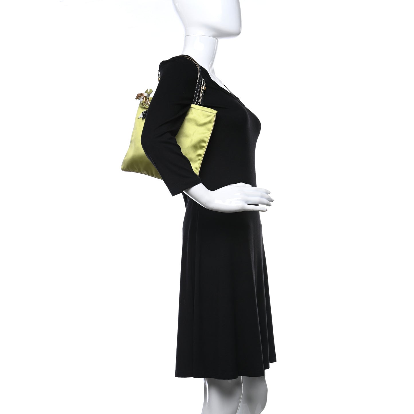 Satin Grosgrain Shopping Tote Bag Green