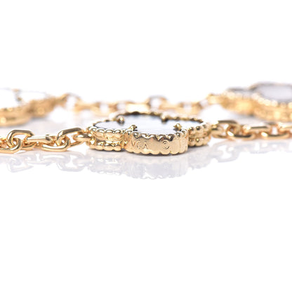 Van Cleef & Arpels 18K Yellow Gold Gray Mother of Pearl 5 Motifs Vintage Alhambra Bracelet 5 of 7