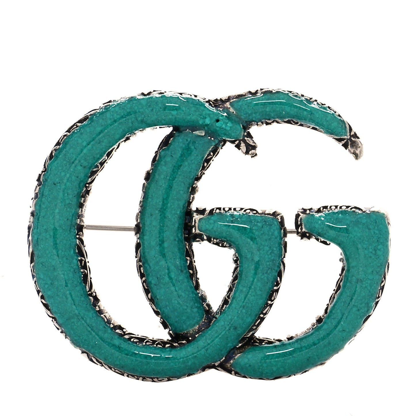 Sterling Silver Enamel GG Brooch Turquoise