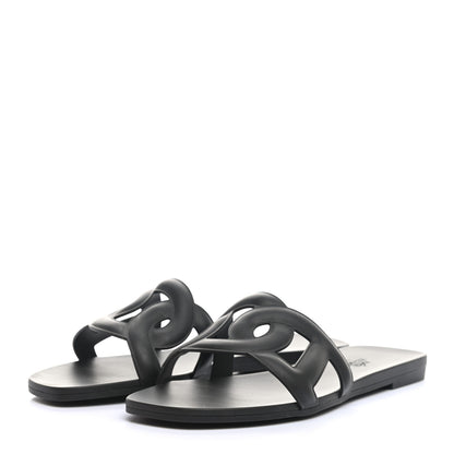 Hermes Rubber Aloha Sandals 36 Black 3 of 8