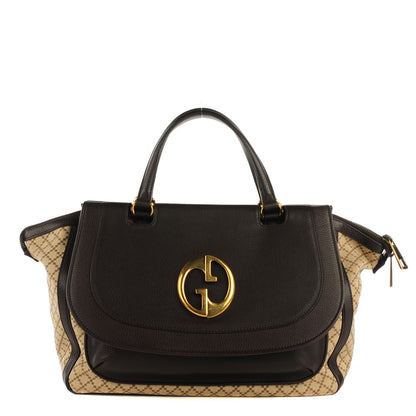 Gucci Diamante Cellarius Calfskin Medium 1973 Top Handle Bag Beige Ebony Cocoa 1 of 7