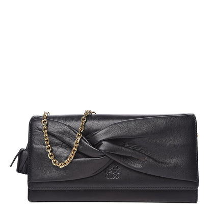 Loewe Nappa Bow Chain Wallet Black 1 of 9
