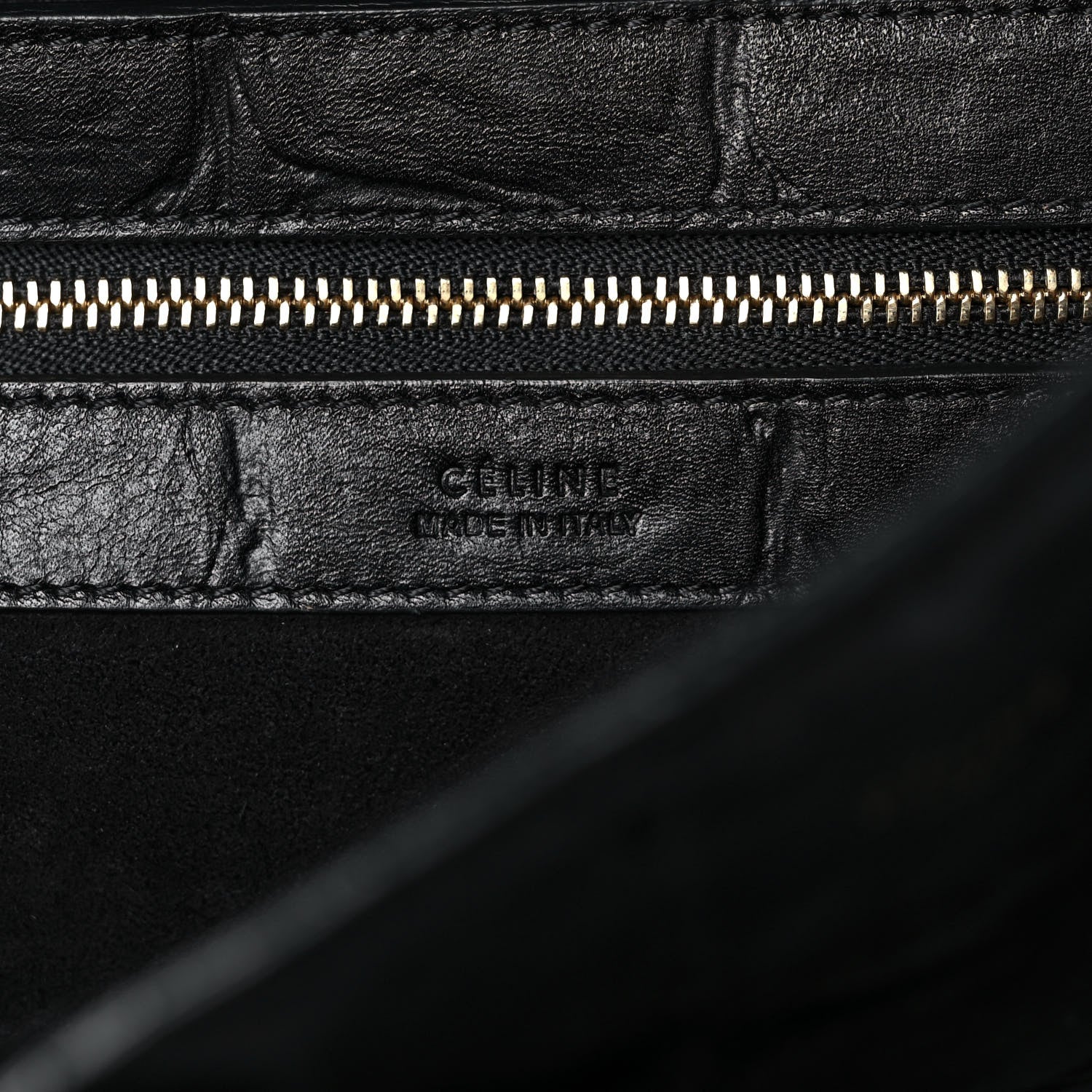 Celine Crocodile Embossed Calfskin Medium Belt Cabas Phantom Black 5 of 11