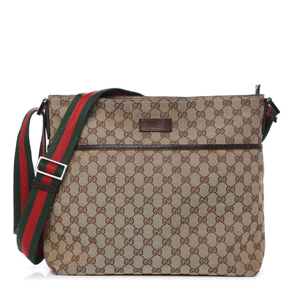 Gucci Monogram Web Medium Flat Messenger Bag Brown 1 of 17