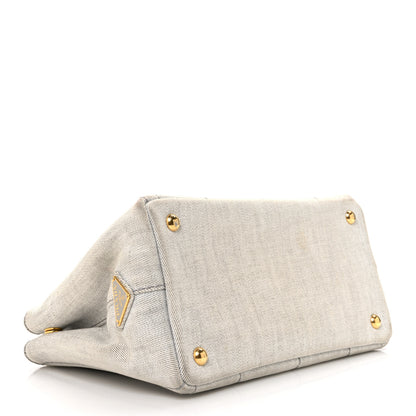 Prada Denim Small Logo Tote Bianco 4 of 12