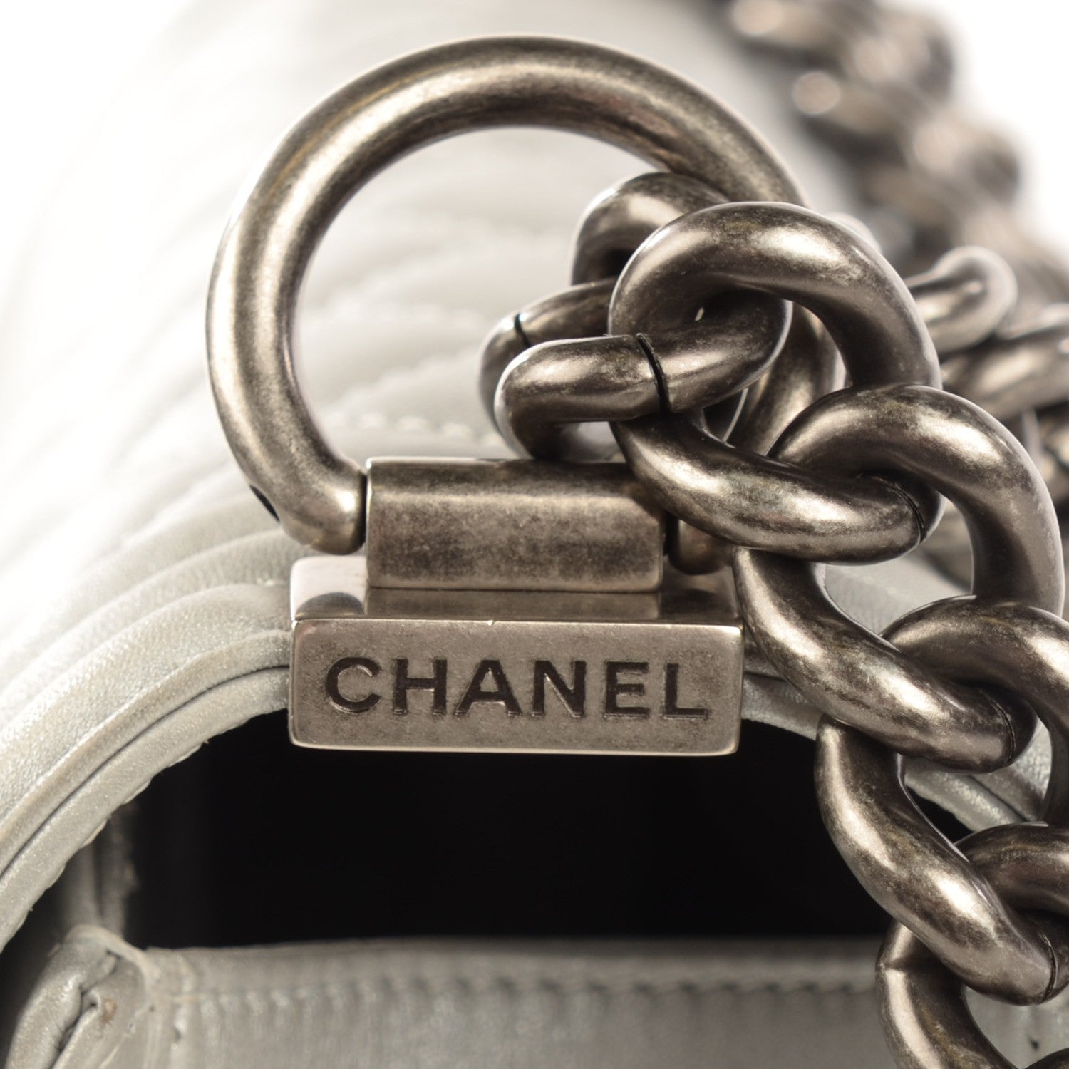 Chanel Metallic Calfskin Quilted Medium Boy Flap Silver 2 of 10