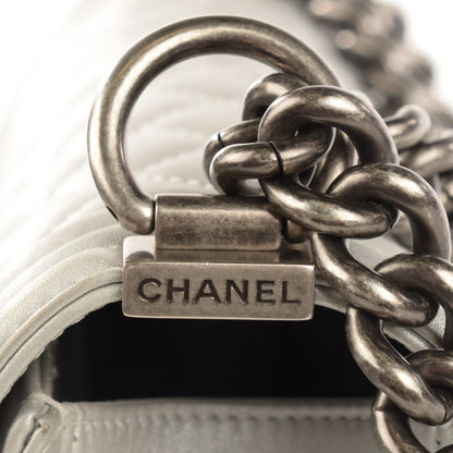 Chanel Metallic Calfskin Quilted Medium Boy Flap Silver 2 of 10