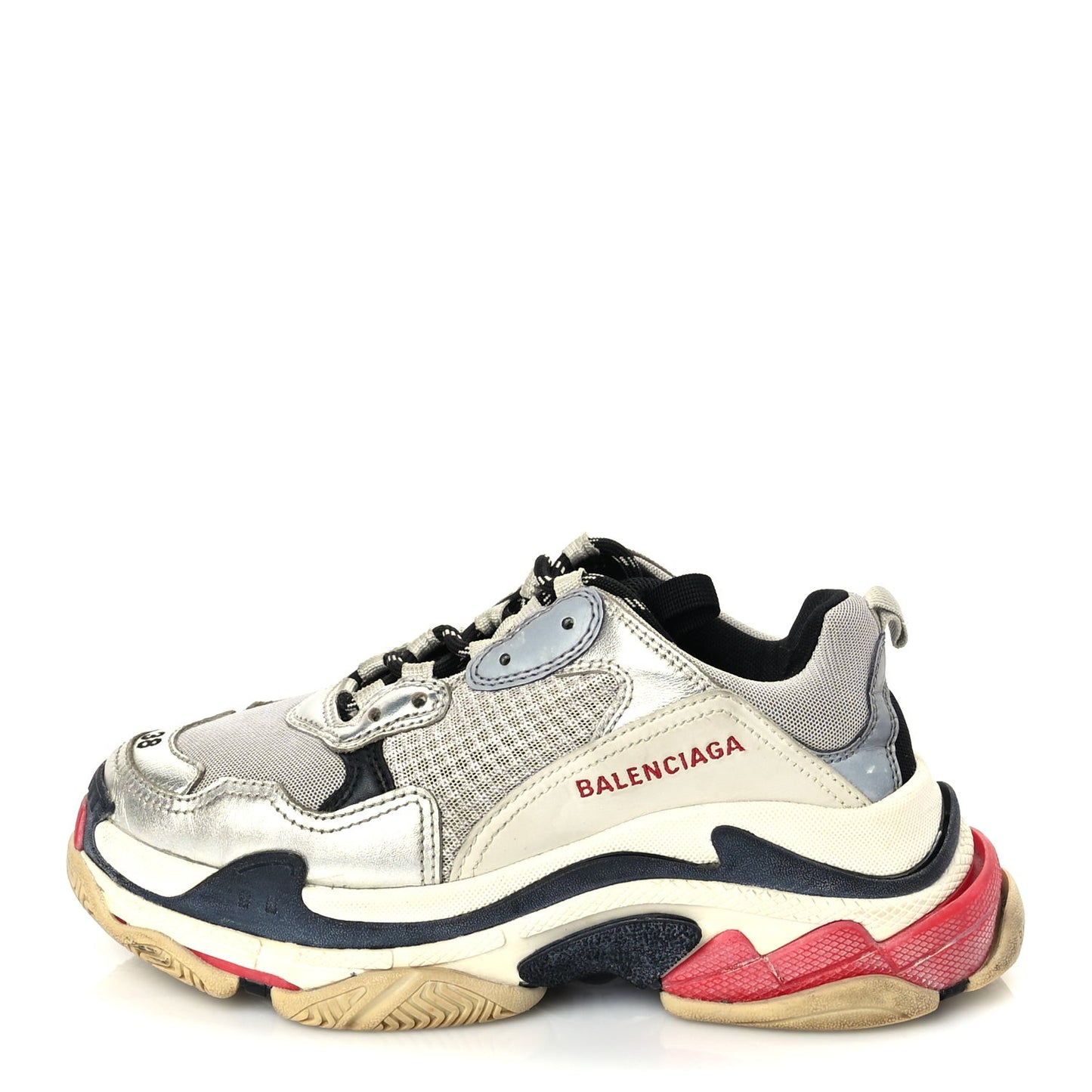 Mesh Nubuck Womens Triple S Sneakers 38 Black Argent
