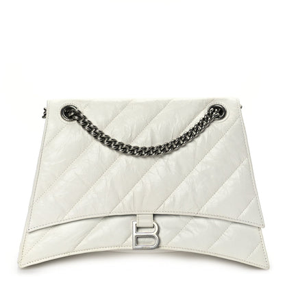 Balenciaga Crushed Calfskin Quilted Medium Crush Chain Bag Optic White 1 of 8
