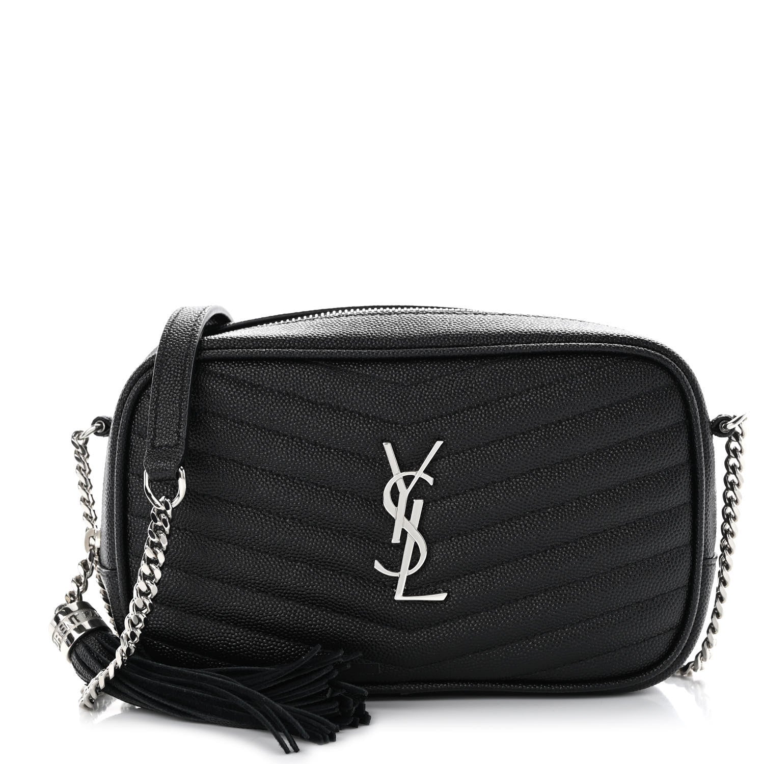 Saint Laurent Grain De Poudre Matelasse Monogram Mini Lou Camera Bag Black 1 of 11