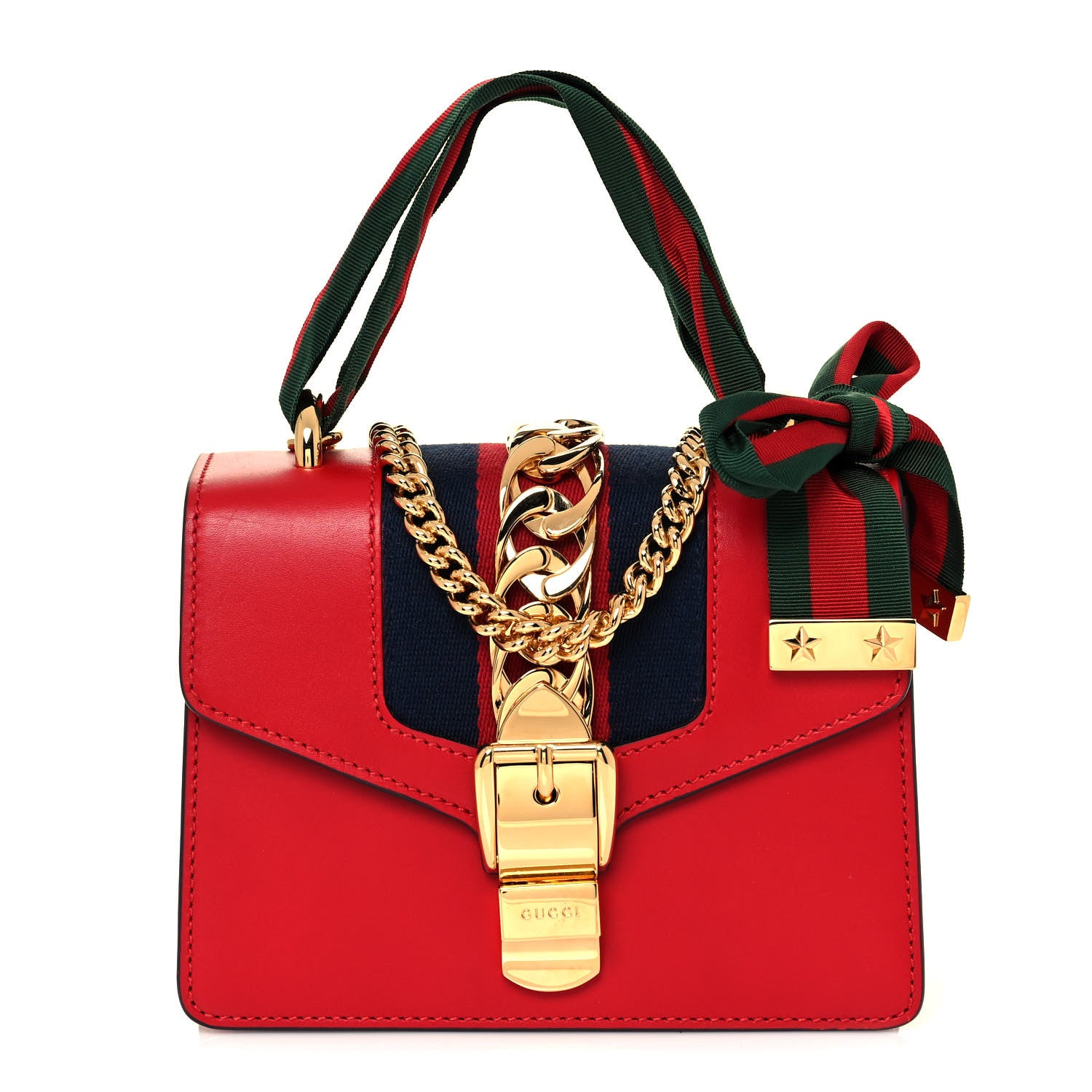 Gucci Calfskin Mini Sylvie Chain Shoulder Bag Hibiscus Red 1 of 10