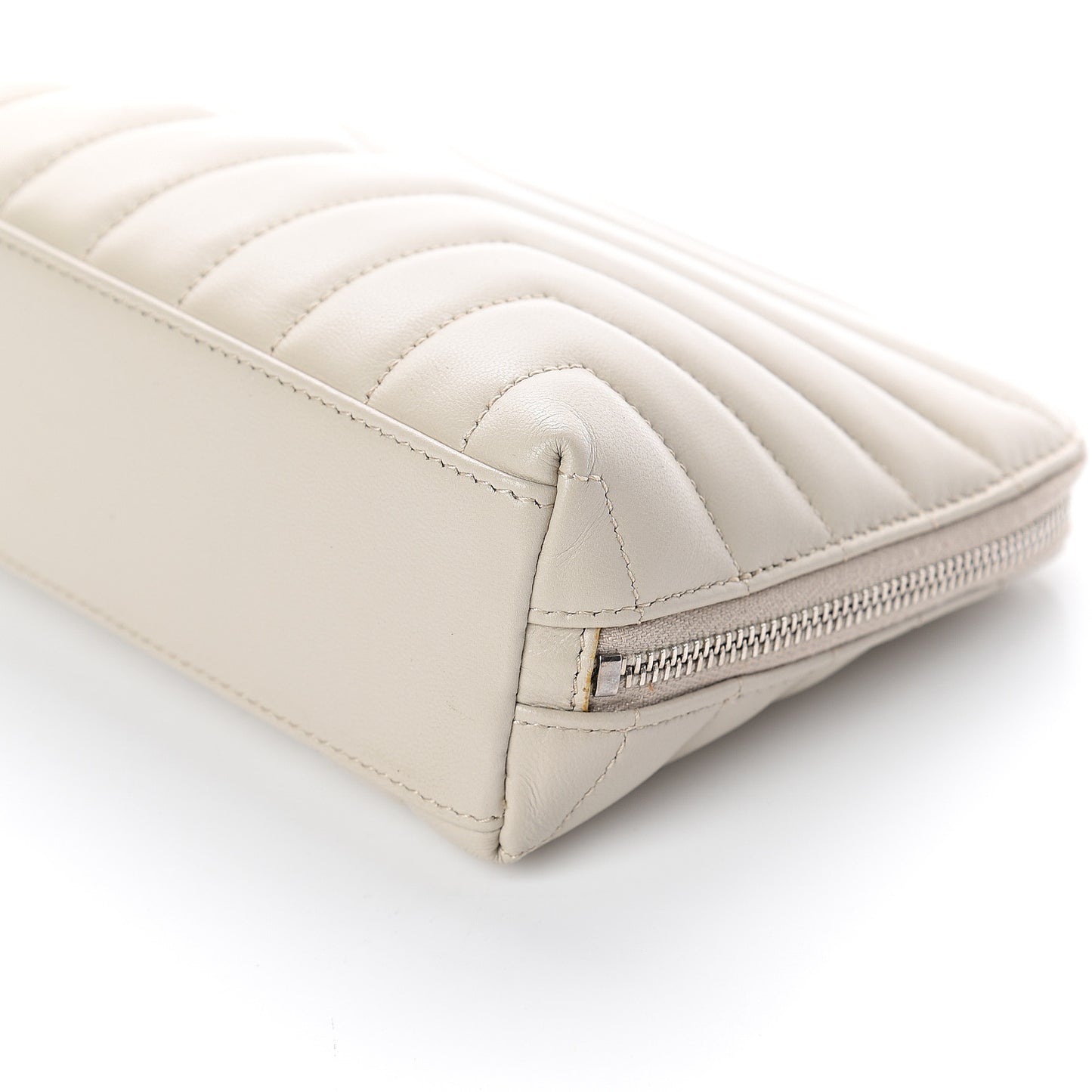 Lambskin Y Quilted Monogram Loulou Cosmetic Case Ivory